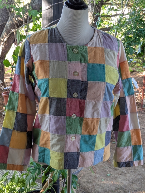 Orvis Tops - Orvis Multicolor Patchwork Cotton Madras Made In India Pastel & Jewel Squares 12